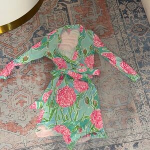 Lilly Pulitzer Aqua and Pink Floral Dress